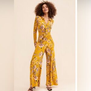 Free People Yellow Floral Jumpsuit